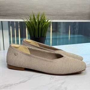 VIVAIA Square Toe‎ Ballet Flats Beige Size 9.5 Knit Eco-Friendly Shoes